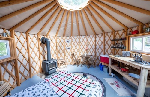 Blaeberry House | Off-Grid Red Yurt in the wood